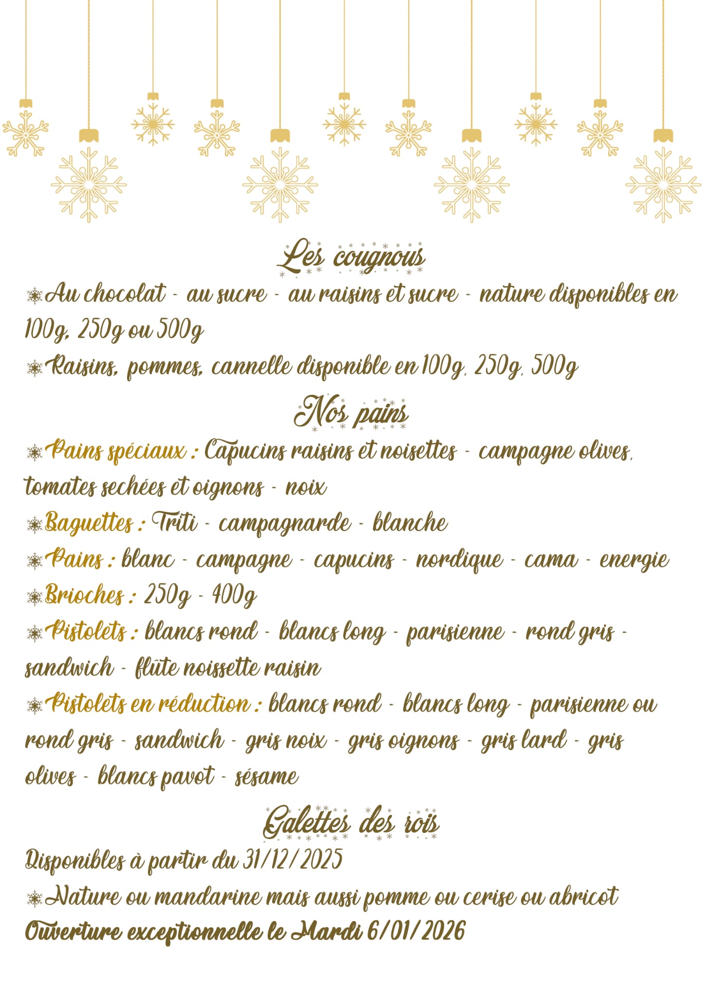 Menu de fin d'année 2025 - 2026
